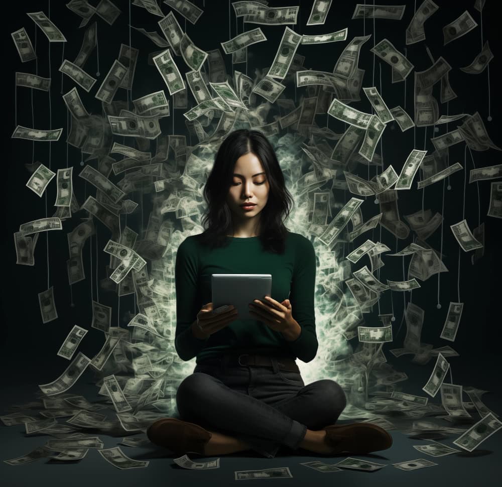 Money Mindset Girl with Dollar