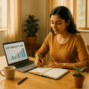 Young Indian woman planning her first investment portfolio at home